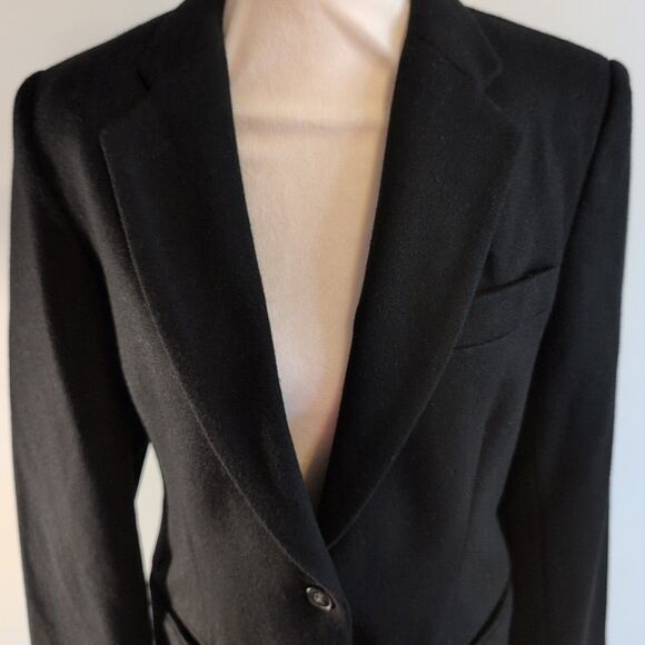 White Stag Wool Blazer Womens Size 6 Black Lined Button Classic Career Old Money - Picture 2 of 10